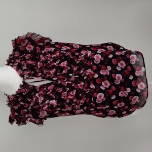 White House Black Market Roses And Ruffles Blouse